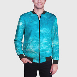 Бомбер мужской Голубой океан Голубая вода, цвет: 3D-черный — фото 2