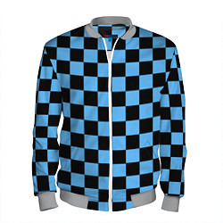 Бомбер мужской Шахматная доска Синяя, цвет: 3D-меланж