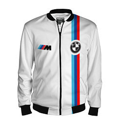 Бомбер мужской БМВ 3 STRIPE BMW WHITE, цвет: 3D-черный