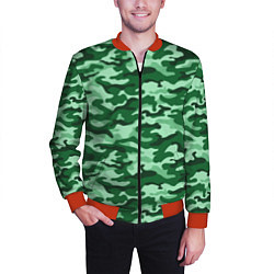 Бомбер мужской Зеленый монохромный камуфляж, цвет: 3D-красный — фото 2