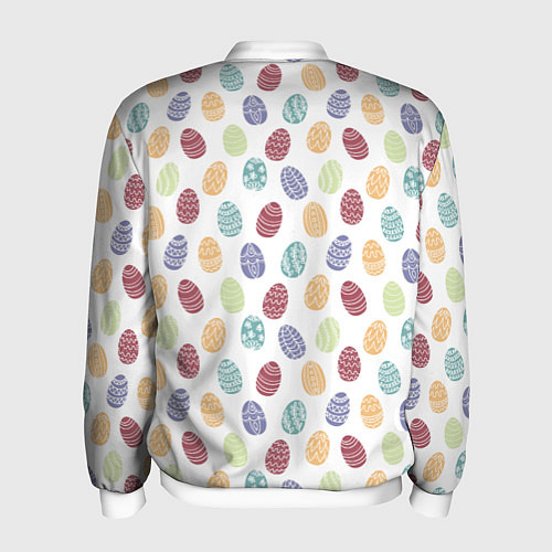 Мужской бомбер Пасхальные яйца Паттерн на белом фоне / 3D-Белый – фото 2