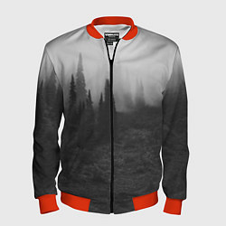 Бомбер мужской Туманный лес - туман, цвет: 3D-красный