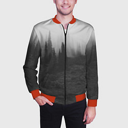 Бомбер мужской Туманный лес - туман, цвет: 3D-красный — фото 2