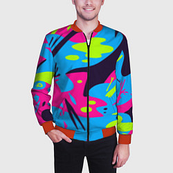 Бомбер мужской Color abstract pattern Summer, цвет: 3D-красный — фото 2