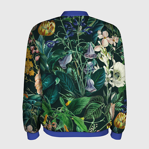 Мужской бомбер Цветы Темный Сад / 3D-Синий – фото 2