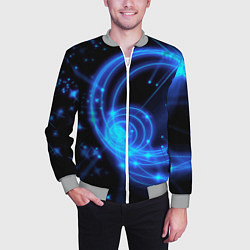 Бомбер мужской Неоновый космос Neon space, цвет: 3D-меланж — фото 2