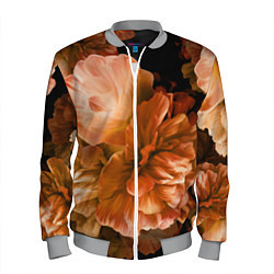 Бомбер мужской Цветы Пионы, цвет: 3D-меланж