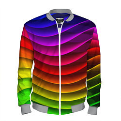 Мужской бомбер Color line neon pattern Abstraction Summer 2023