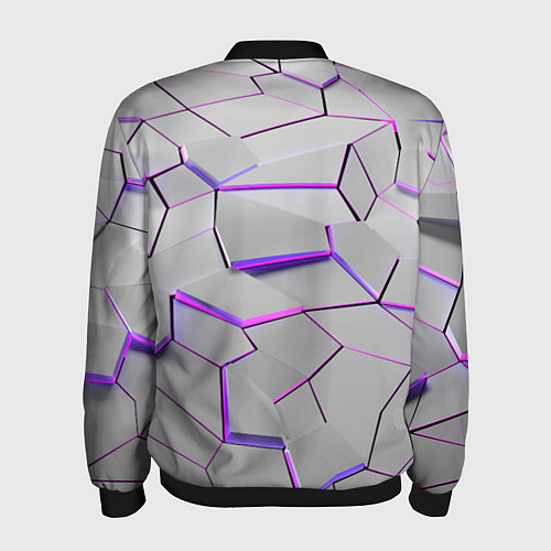 Мужской бомбер 3д плиты - белый неон / 3D-Черный – фото 2