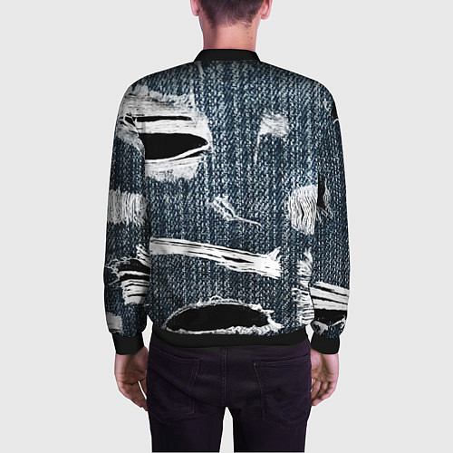Мужской бомбер Джинсовое рваньё Fashion trend / 3D-Черный – фото 4