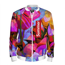 Бомбер мужской Красочный летний цветочный паттерн Summer color pa, цвет: 3D-белый
