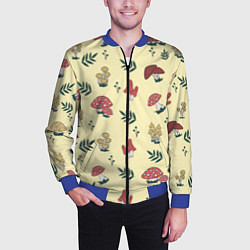 Бомбер мужской Mushroom, грибы- грибочки, цвет: 3D-синий — фото 2