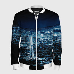 Бомбер мужской Ночной город night city, цвет: 3D-белый