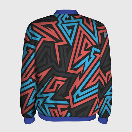 Мужской бомбер Геометрический красный-синий паттерн / 3D-Синий – фото 2