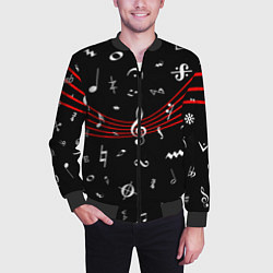 Бомбер мужской Нотные Знаки с Нотным Станом, цвет: 3D-черный — фото 2