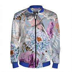 Бомбер мужской Цветы Чудесный Весенний Узор, цвет: 3D-синий