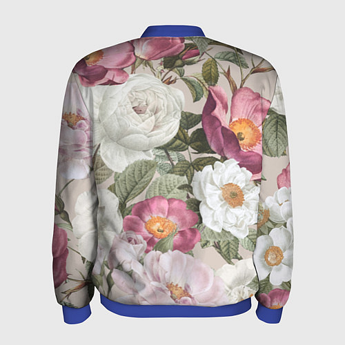 Мужской бомбер Цветы Розовый Сад Пион и Роз / 3D-Синий – фото 2