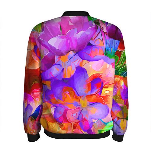 Мужской бомбер Красочный цветочный паттерн Лето Colorful Floral P / 3D-Черный – фото 2