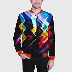 Бомбер мужской Неоновая молния Абстракция Neon Lightning Abstract, цвет: 3D-красный — фото 2