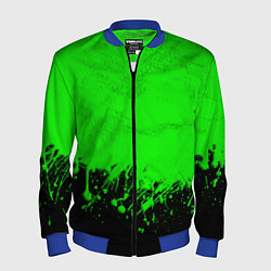 Бомбер мужской САЛАТОВЫЕ НЕОНОВЫЕ БРЫЗГИ КРАСКИ, цвет: 3D-синий