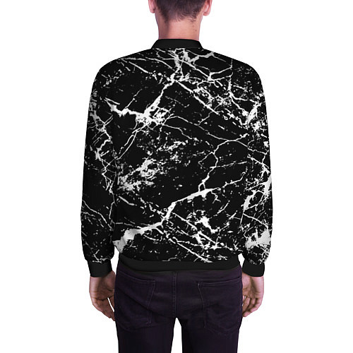 Мужской бомбер Текстура чёрного мрамора Texture of black marble / 3D-Черный – фото 4