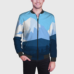 Бомбер мужской Горы, лес, канатная дорога, цвет: 3D-черный — фото 2