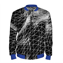 Бомбер мужской Полигональный объёмный авангардный узор, цвет: 3D-синий