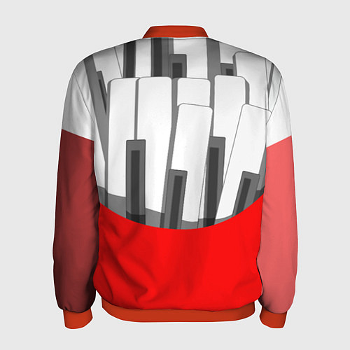 Мужской бомбер Клавиши фортепиано как картошка фри / 3D-Красный – фото 2