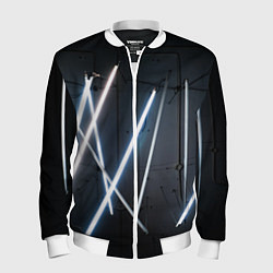 Мужской бомбер Неоновые лампы во тьме - Голубой