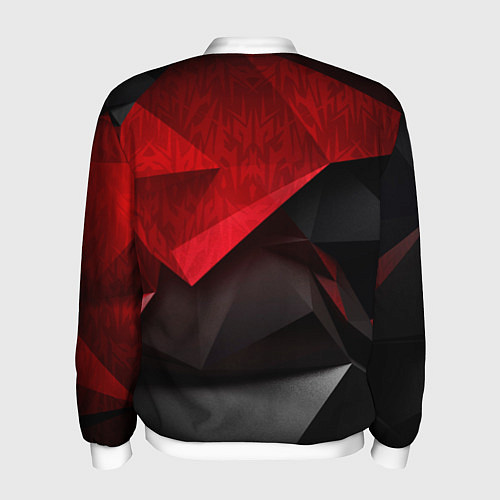 Мужской бомбер Красно-черный фон абстракция / 3D-Белый – фото 2