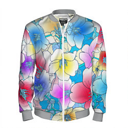 Бомбер мужской Летний цветочный паттерн Fashion trend 2025, цвет: 3D-меланж