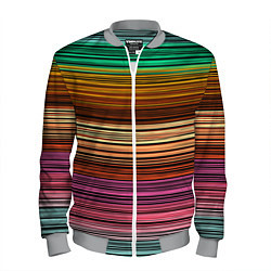 Бомбер мужской Multicolored thin stripes Разноцветные полосы, цвет: 3D-меланж