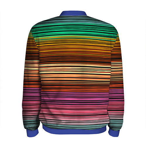 Мужской бомбер Multicolored thin stripes Разноцветные полосы / 3D-Синий – фото 2
