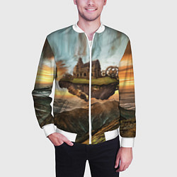 Бомбер мужской Горный пейзаж в стиле Стимпанк, цвет: 3D-белый — фото 2