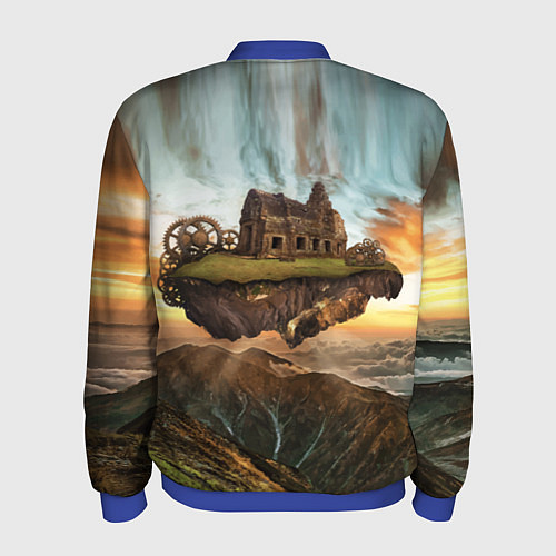 Мужской бомбер Горный пейзаж в стиле Стимпанк / 3D-Синий – фото 2