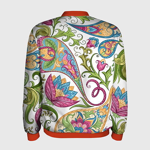 Мужской бомбер Fashionable floral Oriental pattern Summer 2025 / 3D-Красный – фото 2