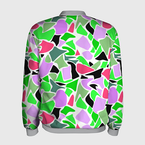 Мужской бомбер Abstract pattern green pink spots / 3D-Меланж – фото 2