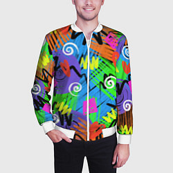 Бомбер мужской Яркий геометрический принт, цвет: 3D-белый — фото 2