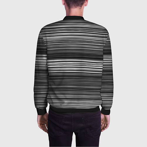 Мужской бомбер Black and white thin stripes Тонкие полосы / 3D-Черный – фото 4