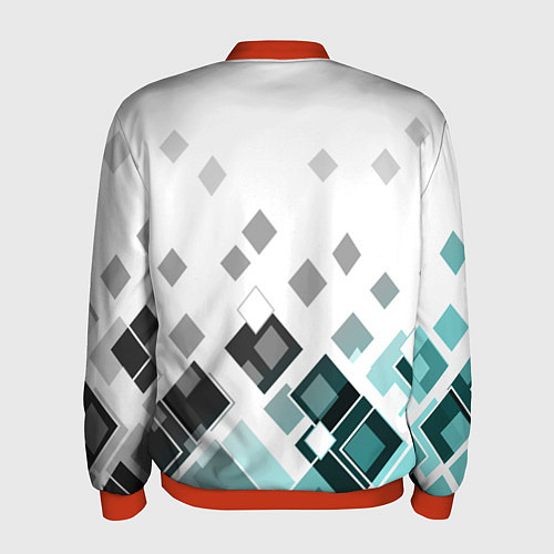 Мужской бомбер Geometric pattern Геометрический узор ромбы / 3D-Красный – фото 2
