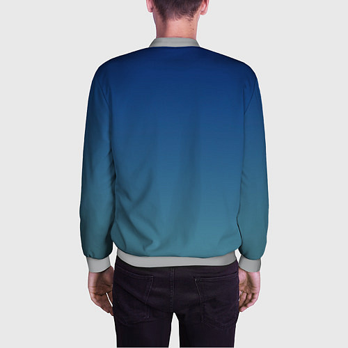 Мужской бомбер Текстурированный сине-бирюзовый градиент / 3D-Меланж – фото 4
