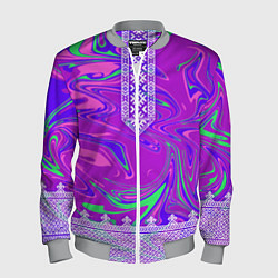 Бомбер мужской Славянская рубаха с разводами, цвет: 3D-меланж