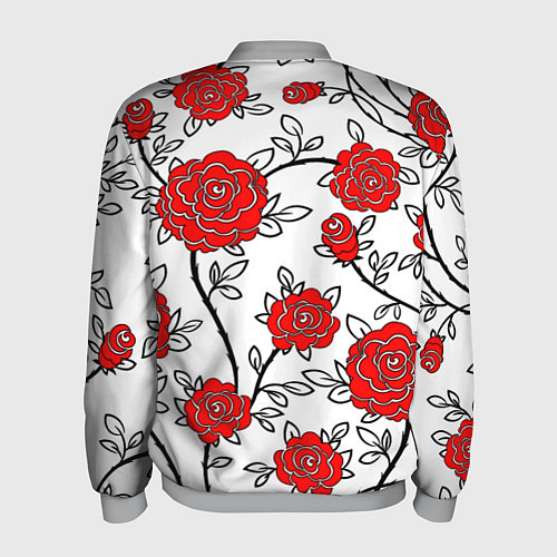 Мужской бомбер BEAUTIFUL RED ROSES / 3D-Меланж – фото 2