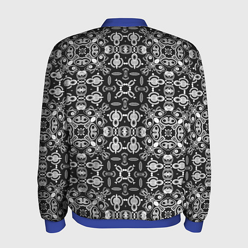 Мужской бомбер Black and white ethnic oriental ornament / 3D-Синий – фото 2