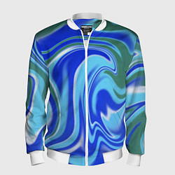 Мужской бомбер Тай-дай с синим, зелёным и белым цветом