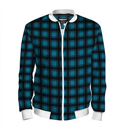 Бомбер мужской Black and blue plaid, цвет: 3D-белый