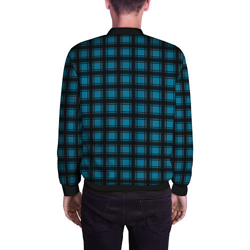 Мужской бомбер Black and blue plaid / 3D-Черный – фото 4