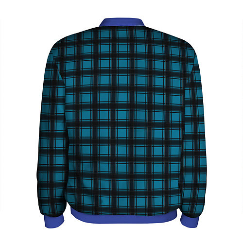 Мужской бомбер Black and blue plaid / 3D-Синий – фото 2