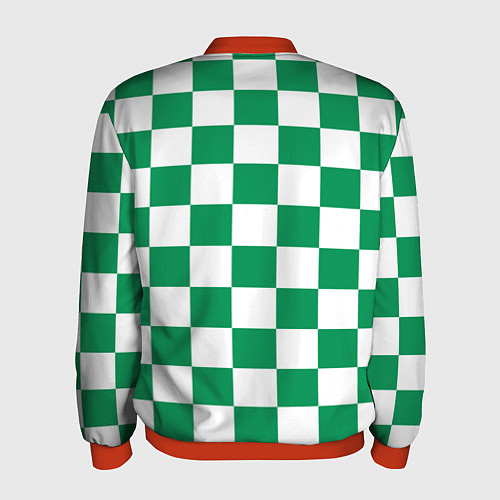 Мужской бомбер ФК Ахмат на фоне бело зеленой формы в квадрат / 3D-Красный – фото 2