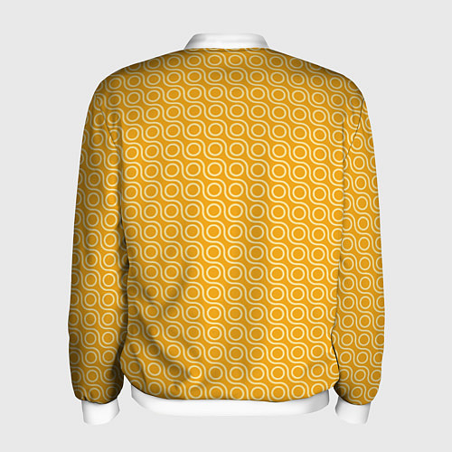 Мужской бомбер Волнистые желтые узоры / 3D-Белый – фото 2